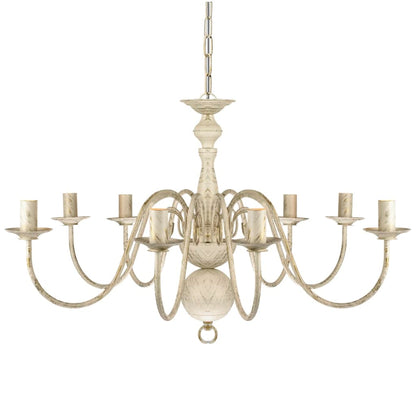 Lampadario Stile Antico Metallo Bianco 8 Lampadine E14