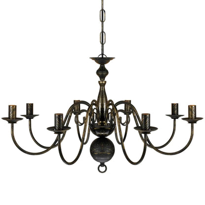Lampadario Stile Antico Metallo Nero Lampadine 8 x E14