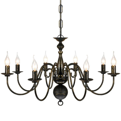 Lampadario Stile Antico Metallo Nero Lampadine 8 x E14