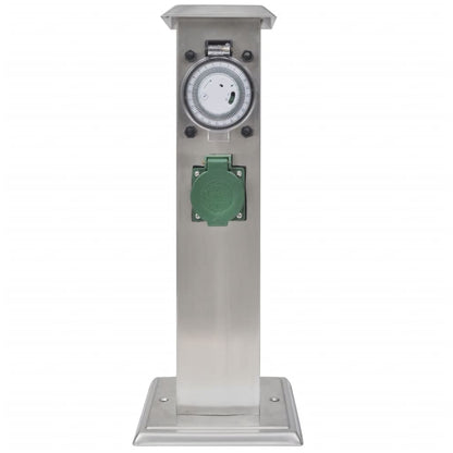 Presa Elettrica da Giardino a Pilastro Acciaio Inox con Timer