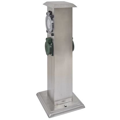 Presa Elettrica da Giardino a Pilastro Acciaio Inox con Timer