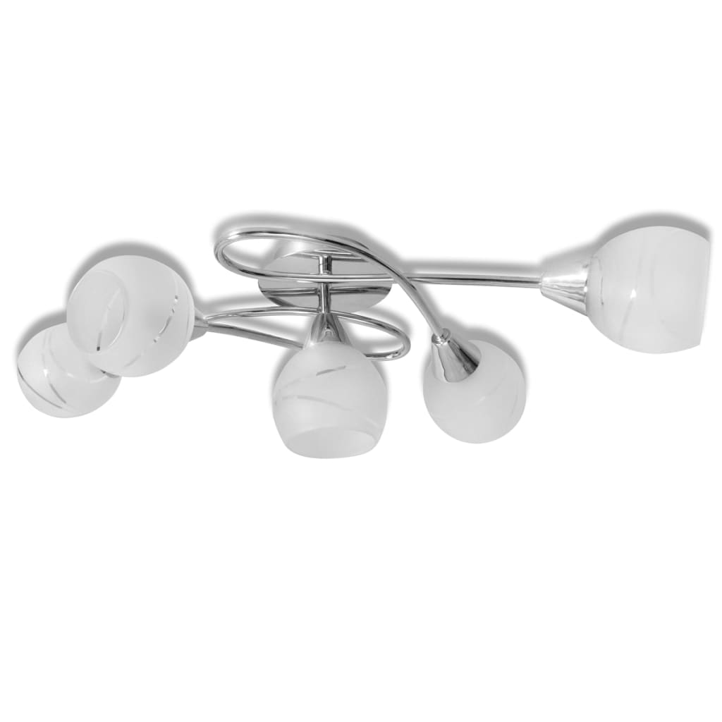 Lampada da Soffitto con Paralume in Vetro per 5 Lampadine E14