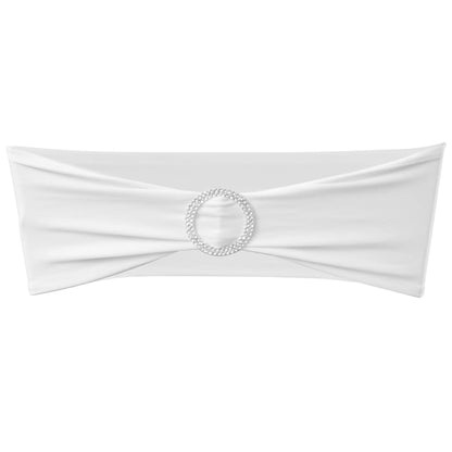 Fascia Elasticizzata Bianca Decorativa Sedia con Fibbia Diamante 25 pz