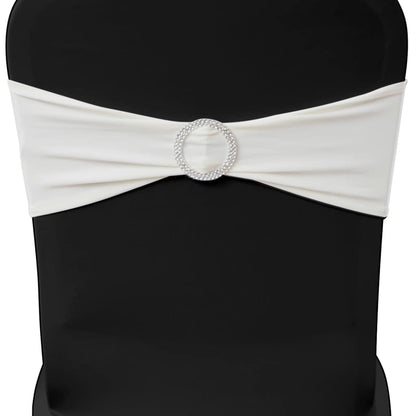 Fascia Elasticizzata Crema Decorativa Sedia con Fibbia Diamante 25 pz