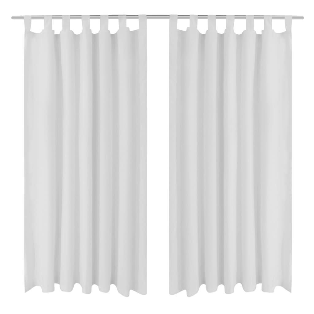 Tende in Micro-Raso Bianche 2 pz con Occhielli 140 x 225 cm