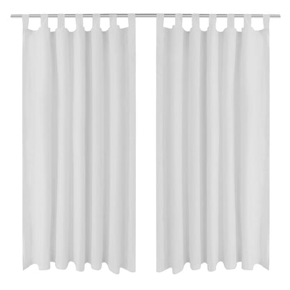 Tende in Micro-Raso Bianche 2 pz con Occhielli 140 x 225 cm