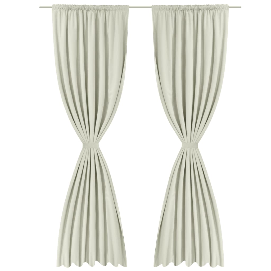 Tende Oscuranti 2 Strati 2 pz 140x245cm Crema Risparmio Energia