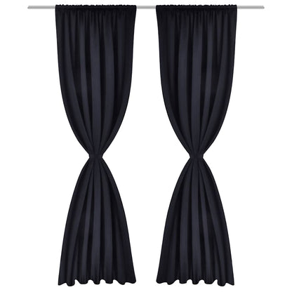 Tende Oscuranti Nere 2 pz con Orlo Ribattuto 135 x 245 cm