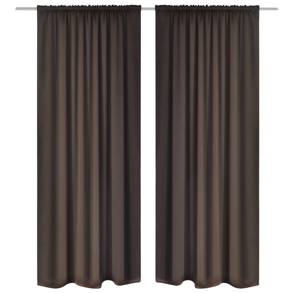 Tende Oscuranti con Testa a Fessura 2 pz Marroni 135x245 cm