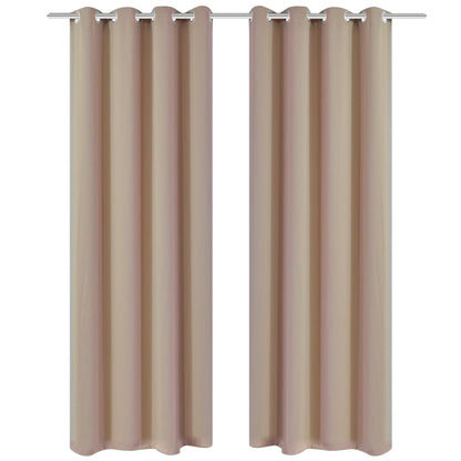 Tende Oscuranti Blackout Crema con Anelli di Metallo 135 x 245 cm 2 pz