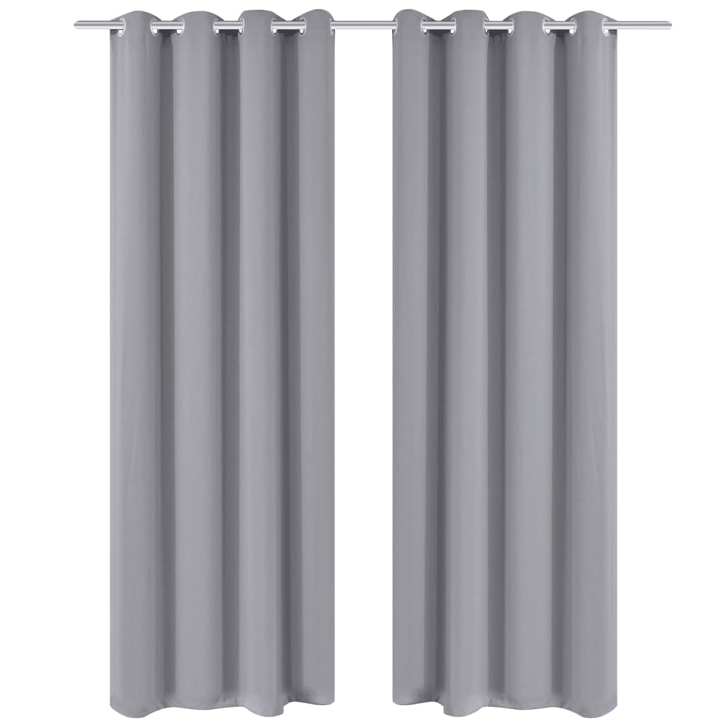 Tende Oscuranti Grigie con Anelli Metallo Blackout 135 x 245 cm 2 pz