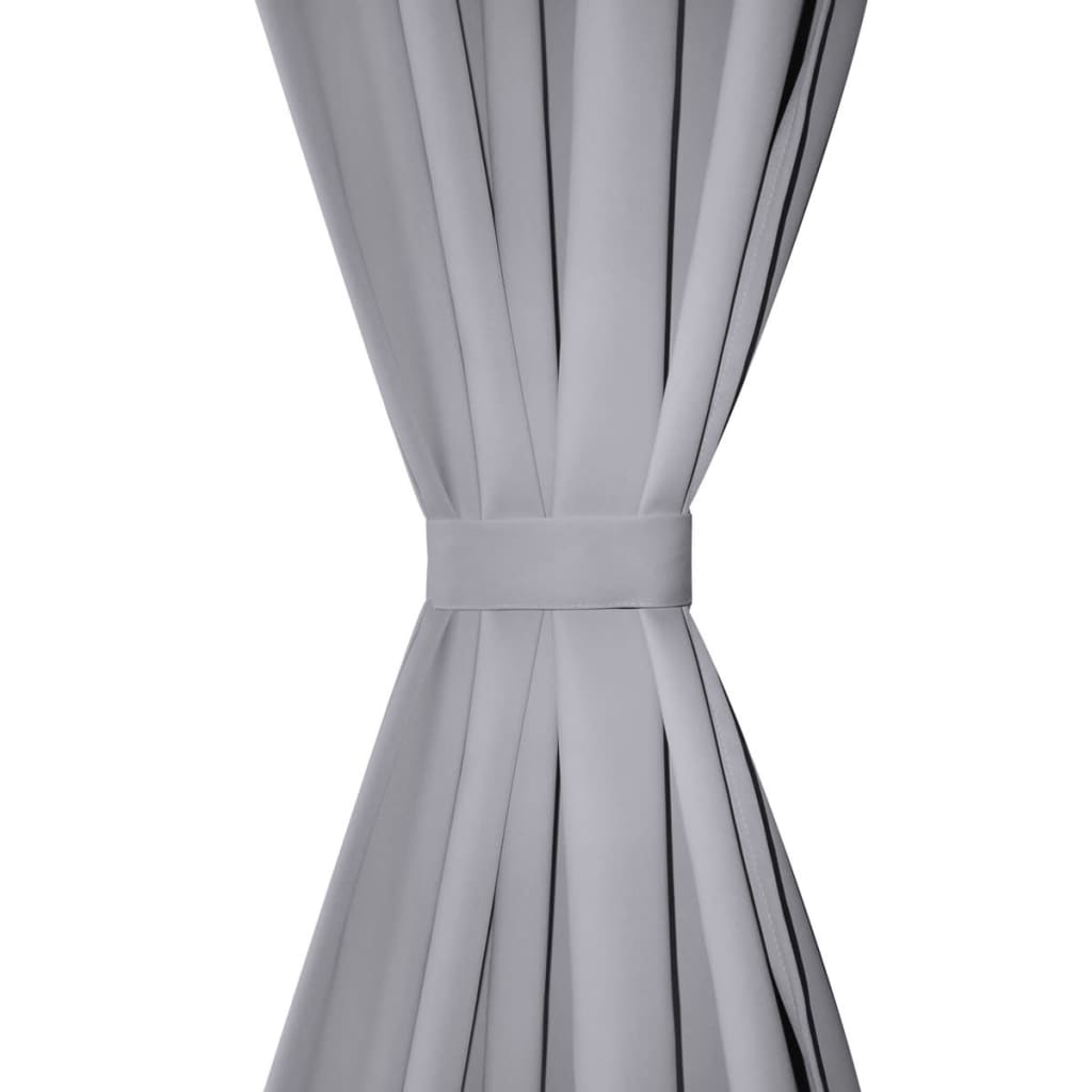 Tende Oscuranti Grigie con Anelli Metallo Blackout 135 x 245 cm 2 pz