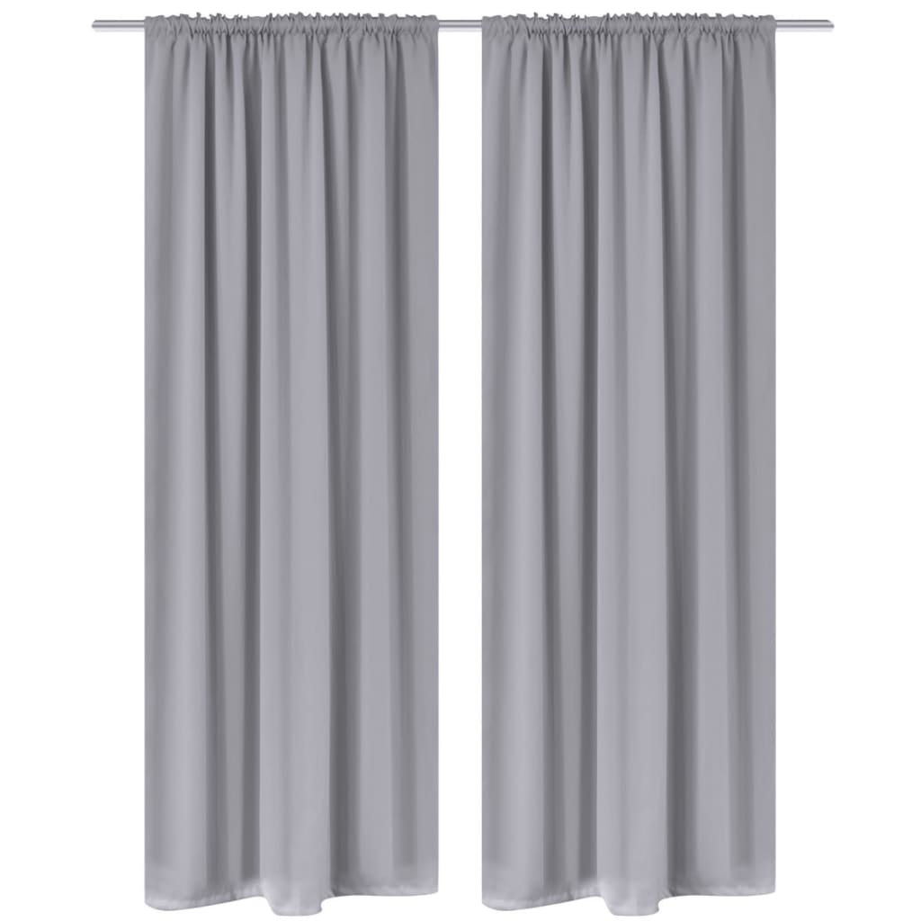 Tende Oscuranti con Testa a Fessura 2 pz Grigie 135x245 cm