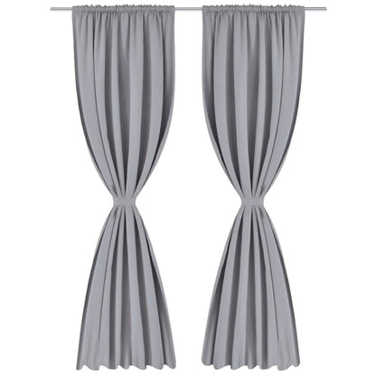 Tende Oscuranti con Testa a Fessura 2 pz Grigie 135x245 cm