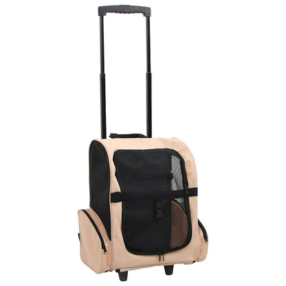 Trolley Trasportino per Animali Pieghevole Multifunzione Beige
