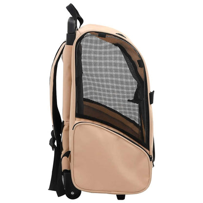 Trolley Trasportino per Animali Pieghevole Multifunzione Beige