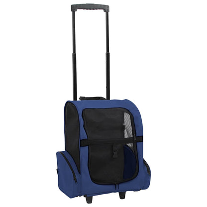 Trolley Trasportino per Animali Pieghevole Multifunzione Blu