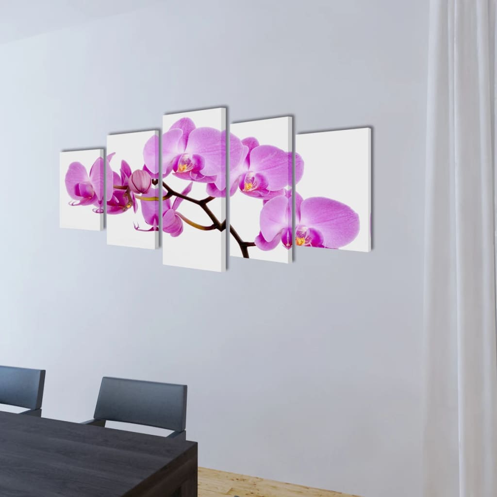 5 pz Set Stampa su Tela da Muro OrchidÃ¨a 200 x 100 cm