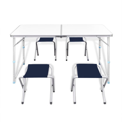 Set Tavolo da Campeggio Pieghevole 4 Sedie Regolabile 120x60 cm