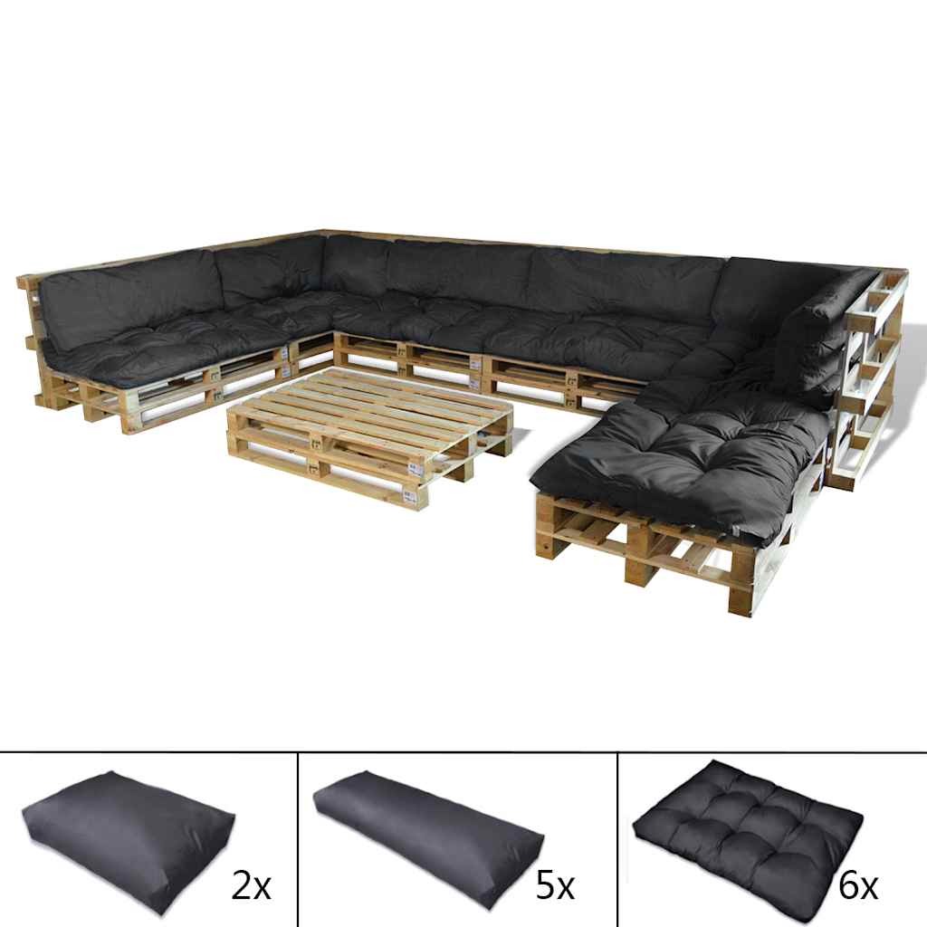 Cuscino per Divano Pallet 13 pcs Grigio 120 x 80 x 10 cm