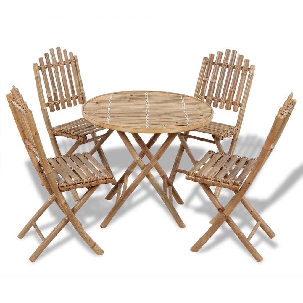 Set da Pranzo da Giardino 5 pz Pieghevole in BambÃƒÂ¹