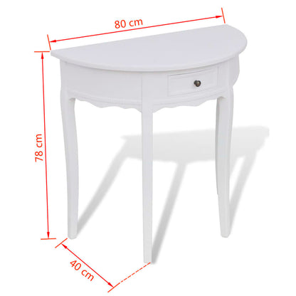 Tavolo Consolle con Cassetto Semicircolare Bianco