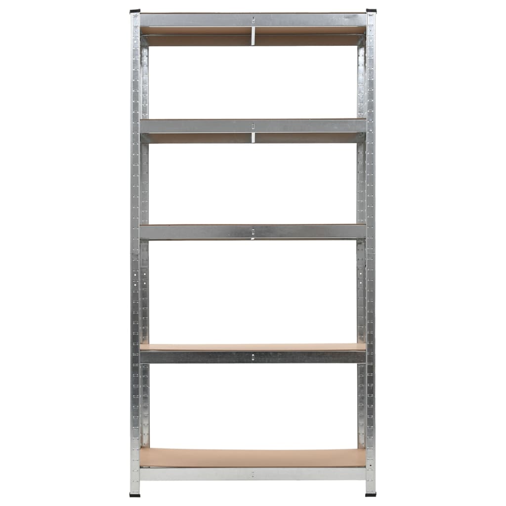 Scaffale Resistente 5 Strati Argento in Acciaio e Multistrato