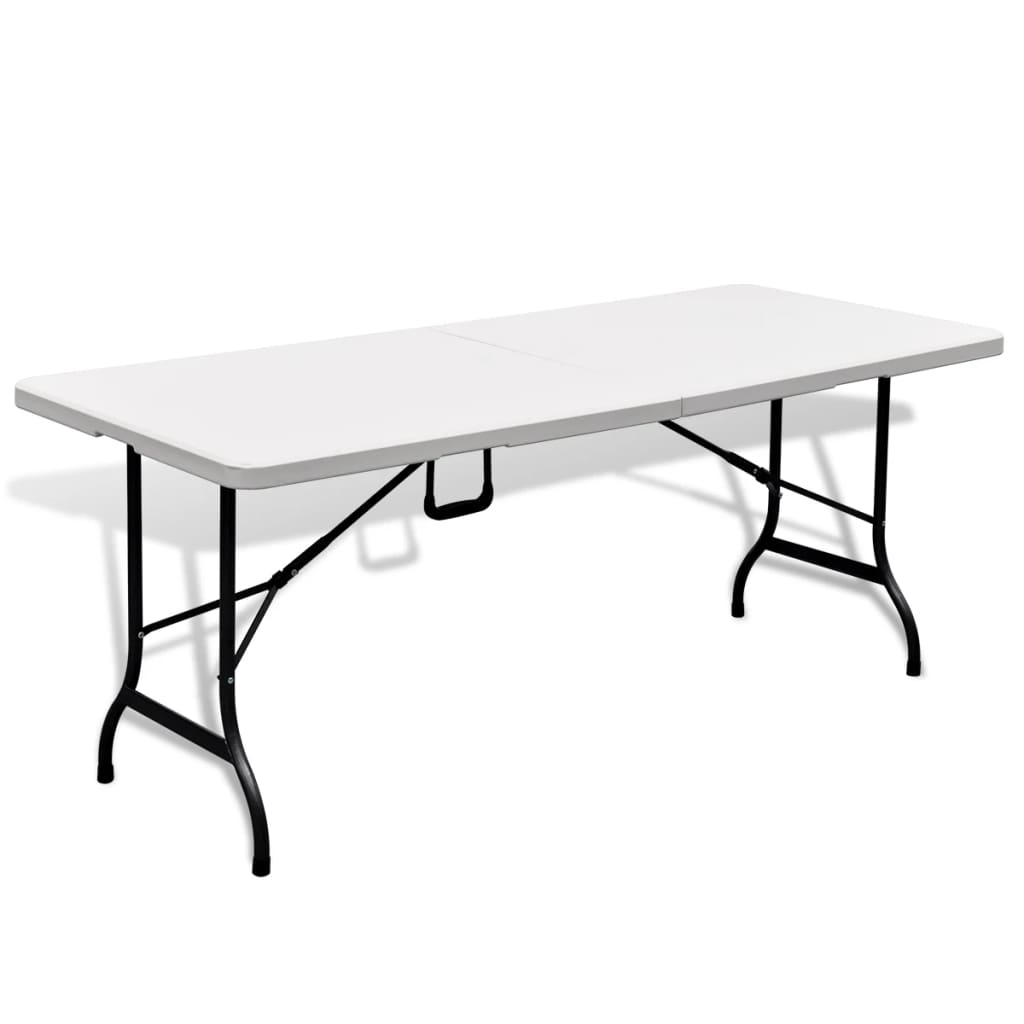 Tavolo da Giardino Pieghevole Bianco 180x75x74 cm in HDPE