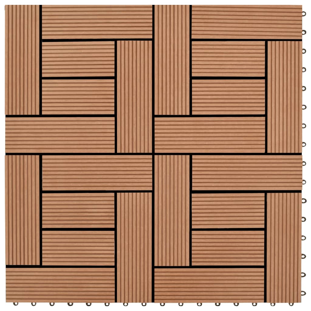 Set 11 Piastrelle in WPC 30 x 30 cm 1 mq marrone