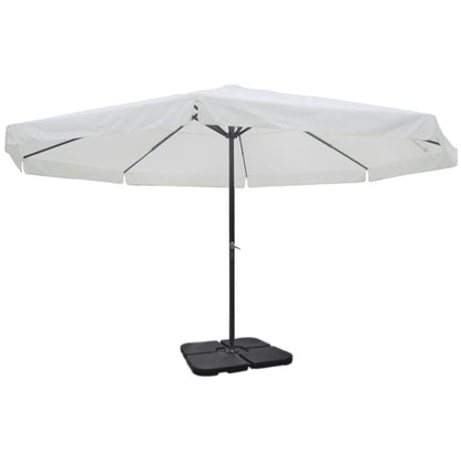 Ombrellone da Giardino in Alluminio con Base Portatile Bianco