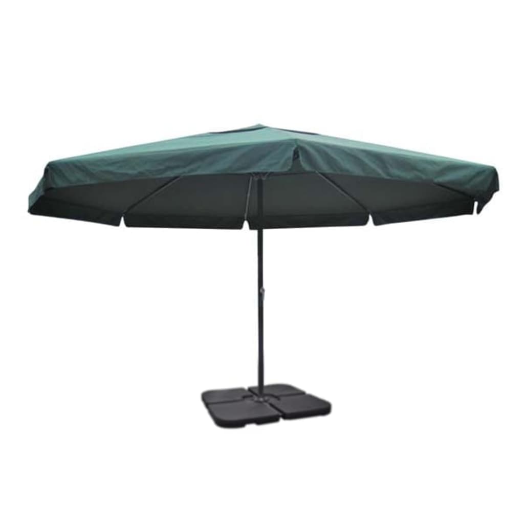 Ombrellone da Giardino in Alluminio con Base Portatile Verde
