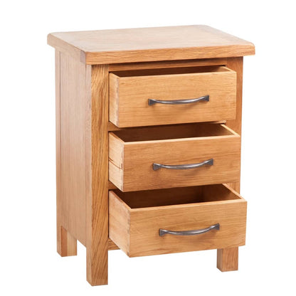 Comodino con 3 Cassetti 40x30x54 cm in Legno Massello di Rovere