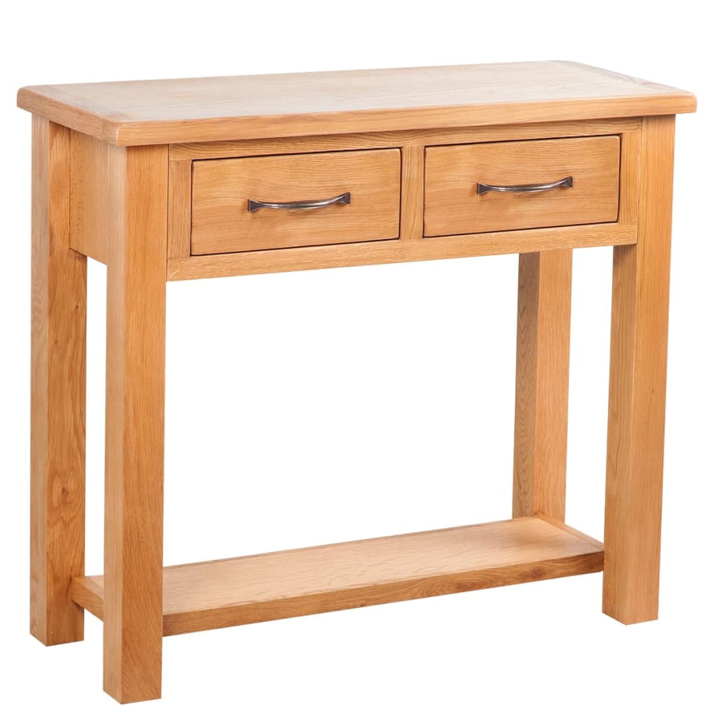 Tavolo Consolle con 2 Cassetti 83x30x73cm in Massello di Rovere