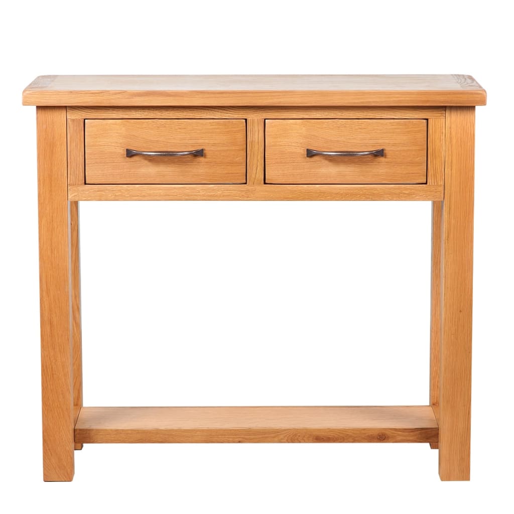 Tavolo Consolle con 2 Cassetti 83x30x73cm in Massello di Rovere