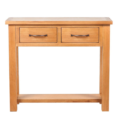 Tavolo Consolle con 2 Cassetti 83x30x73cm in Massello di Rovere