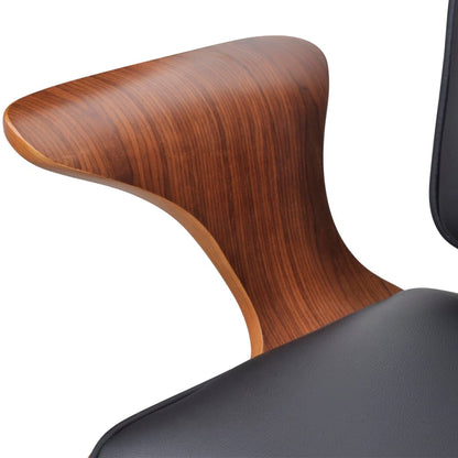 Sedia da Ufficio Girevole in Legno Curvato e Similpelle