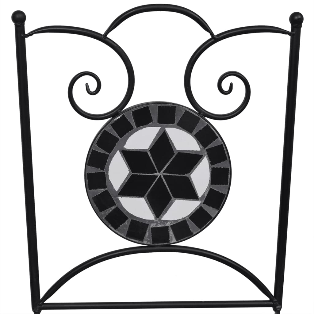 Set da Bistrot 3 pz in Piastrelle di Ceramica Nero e Bianco