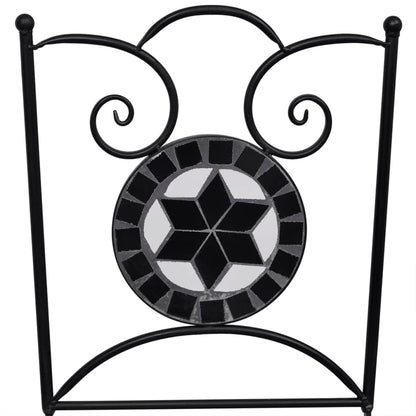 Set da Bistrot 3 pz in Piastrelle di Ceramica Nero e Bianco