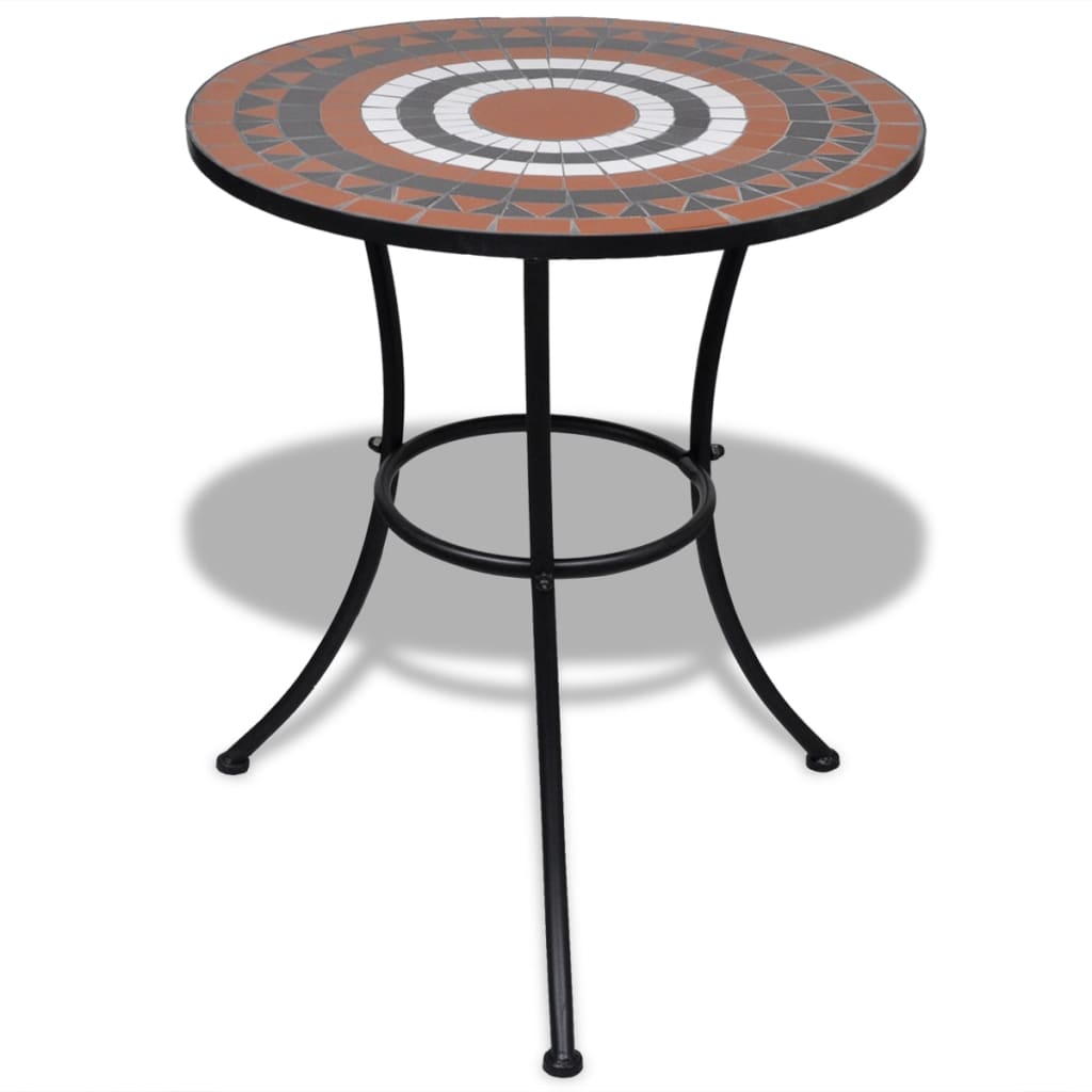 Set da Bistrot 3 pz Piastrelle di Ceramica Terracotta e Bianco