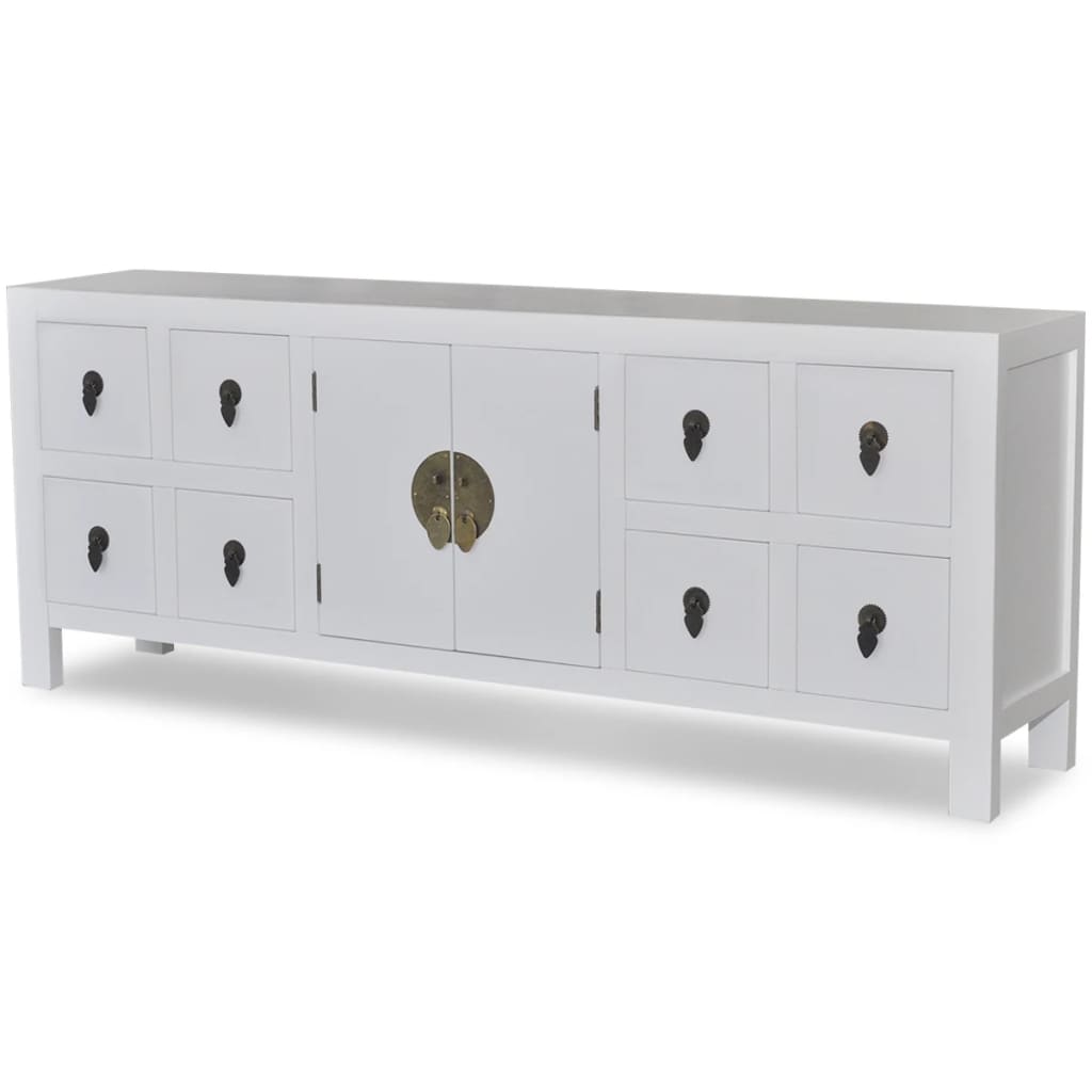 Credenza in Legno Stile Asiatico con 8 Cassetti e 2 Ante