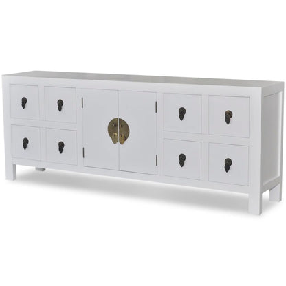 Credenza in Legno Stile Asiatico con 8 Cassetti e 2 Ante