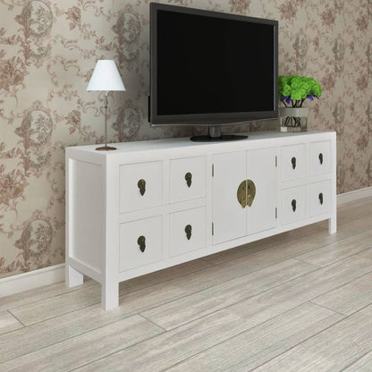 Credenza in Legno Stile Asiatico con 8 Cassetti e 2 Ante