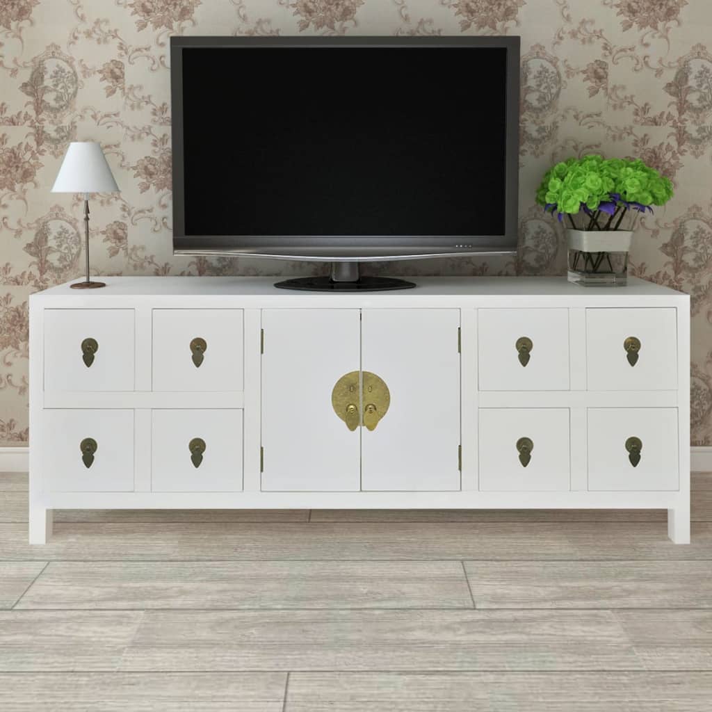 Credenza in Legno Stile Asiatico con 8 Cassetti e 2 Ante