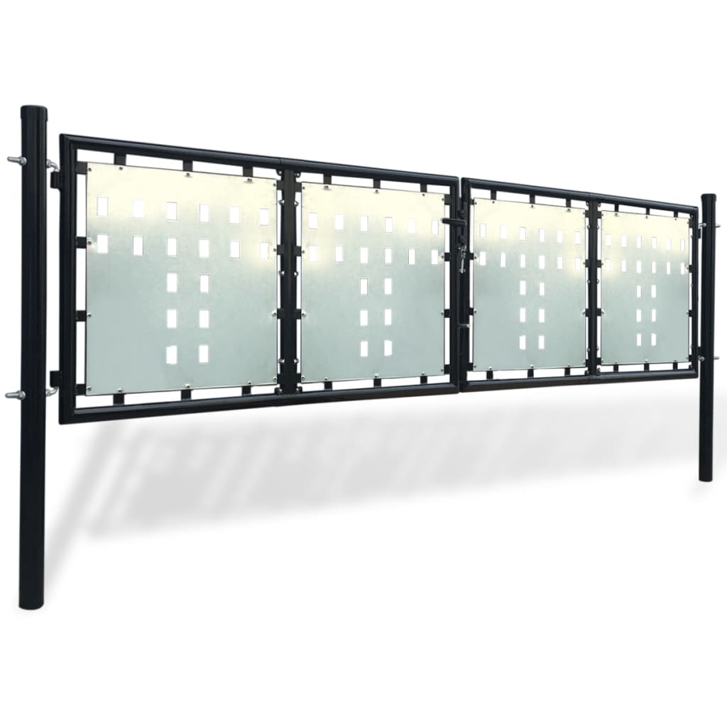 Cancello per Recinzione Singolo Nero 300 x 125 cm