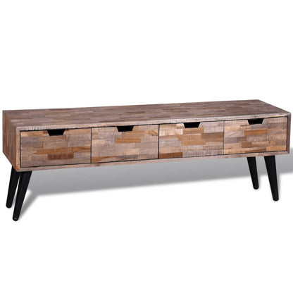 Consolle TV con 4 Cassetti in Legno di Recupero di Teak