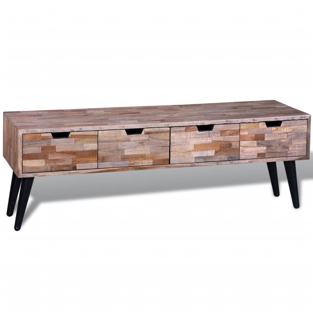Consolle TV con 4 Cassetti in Legno di Recupero di Teak
