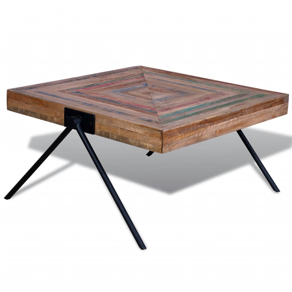 Tavolino da Salotto con Gambe a V in Legno di Recupero di Teak