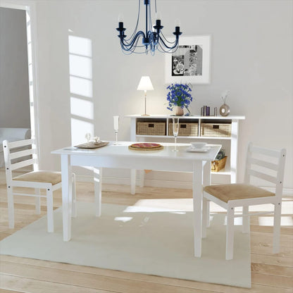 Sedie da Pranzo 2 pz Bianche Legno Massello di Hevea e Velluto