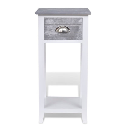 Comodino con 1 Cassetto Grigio e Bianco