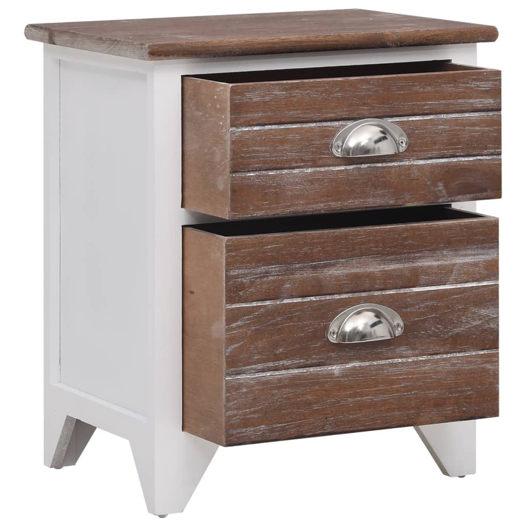Comodini Set 2 pz con 2 Cassetti Marrone e Bianco